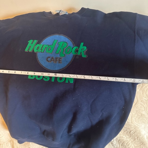 Vintage 90s Y2K Hard Rock Cafe Boston Navy Blue Crew Neck Sweatshirt Large USA - Picture 6 of 14